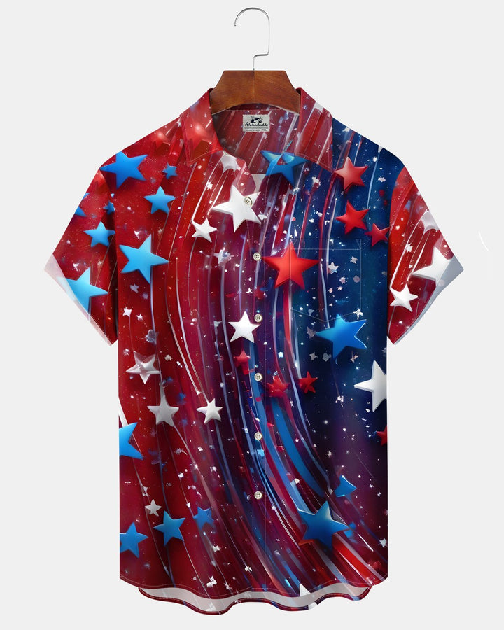 Alohadaddy® Vintage Star Print Art Button Pocket Cardigan Men&