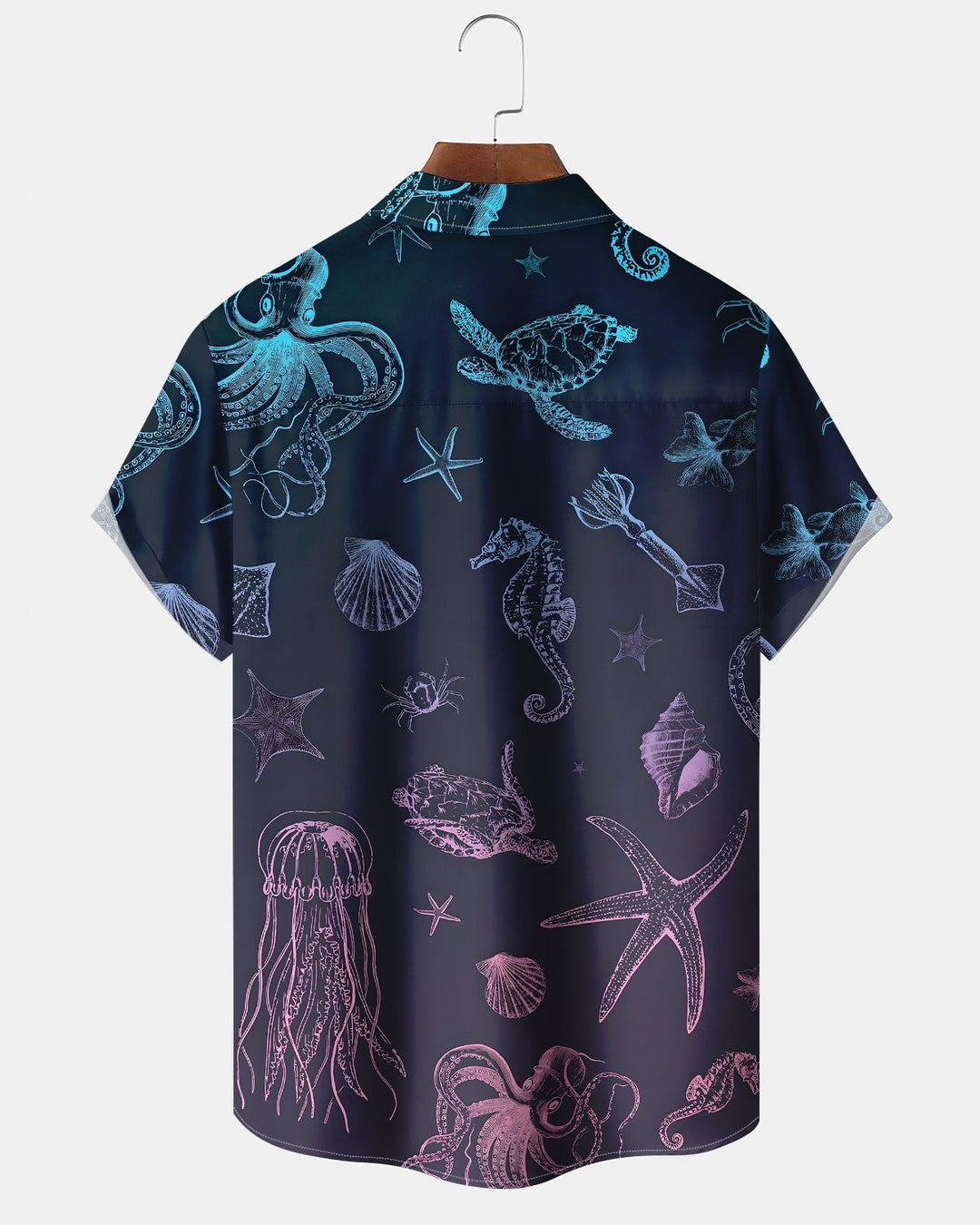Alohadaddy® Hawaiian Marine Life Print Art Button Pocket Cardigan Men&