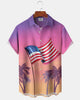Alohadaddy® Vintage Flag Print Art Button Pocket Cardigan Men's Short Sleeve Shirt