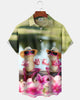 Alohadaddy® Hawaiian Frog Print Art Button Pocket Cardigan Men's Short Sleeve Shirt