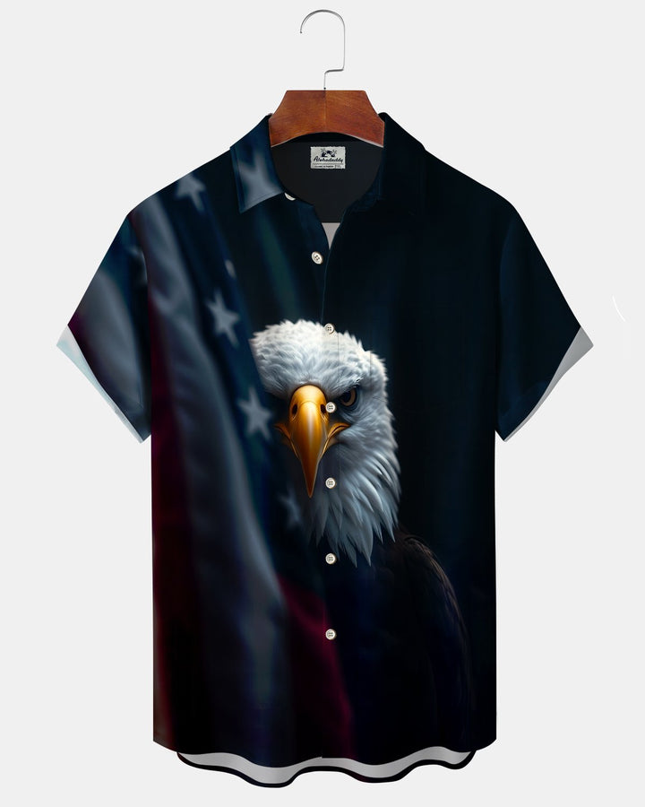 Alohadaddy® Vintage Eagle Print Art Button Cardigan Pocket Men&