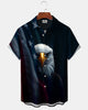 Alohadaddy® Vintage Eagle Print Art Button Cardigan Pocket Men's Short-Sleeve Shirt