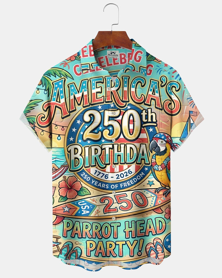 Alohadaddy® Holiday Independence Day Print Art Button Pocket Cardigan Men&