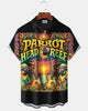 Alohadaddy® Hawaiian Music Parrot Print Art, Button Pocket Cardigan, Men's Short-Sleeve Shirt