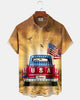 Alohadaddy® Holiday Independence Day Print Art Button Pocket Cardigan Men's Short Sleeve Shirt