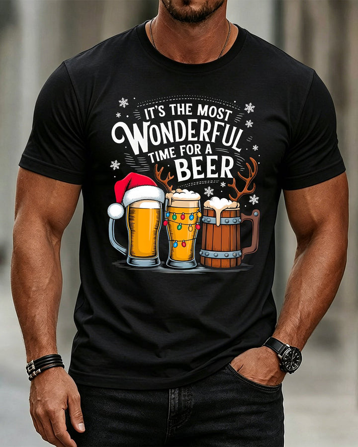 Alohadaddy® Holiday Christmas Print Crew Neck Short-Sleeve T-Shirt