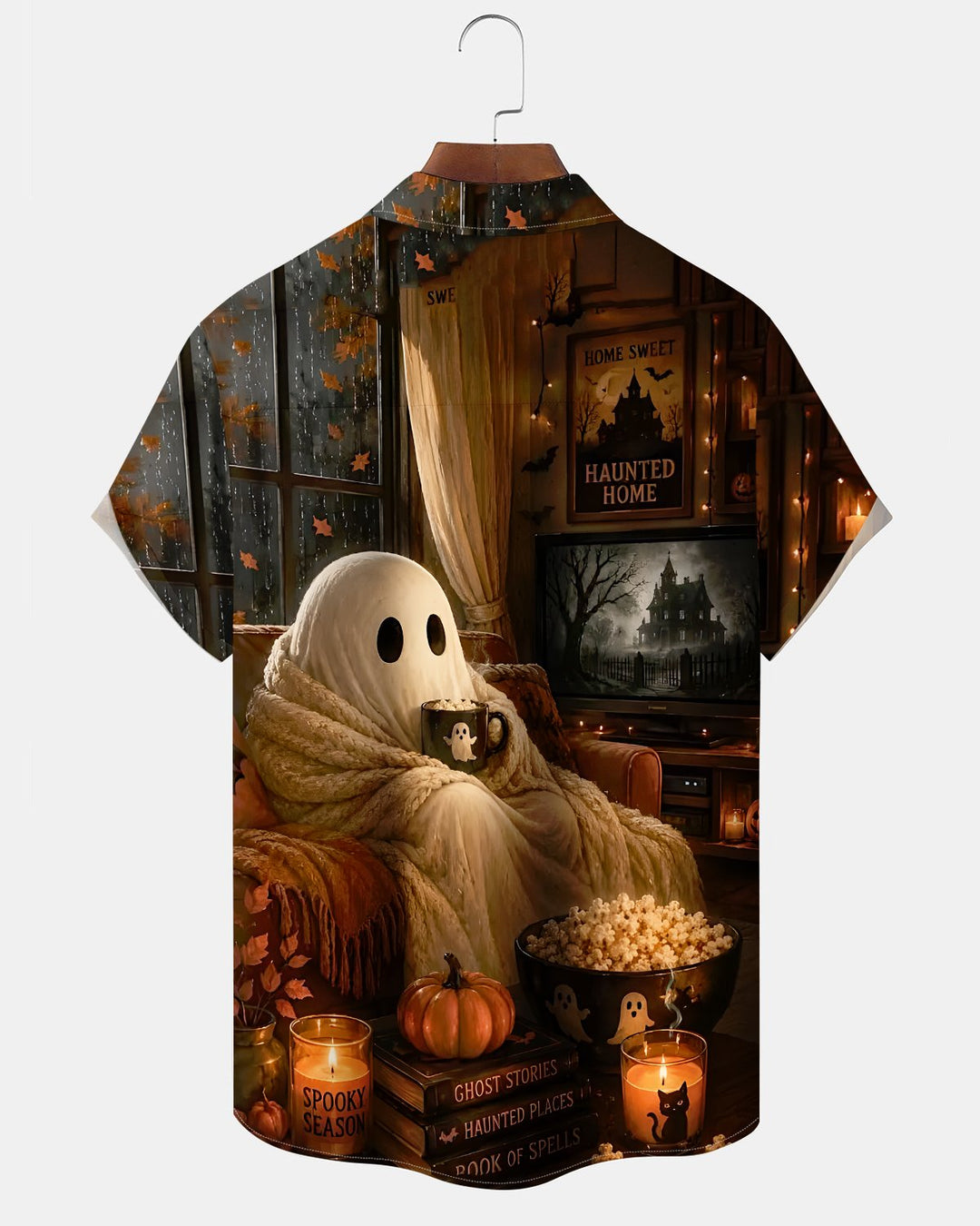 Alohadaddy® Holiday Halloween Graphic Print Button-Down Pocket Cardigan-Style Men&