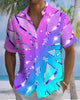 Alohadaddy® Men's Short-Sleeve Casual Cardigan Shirt  Gradient Print, Button-Front with Pockets