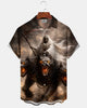 Alohadaddy® Men's Short-Sleeve Button-Down Shirt  Vintage Halloween Graphic Print with Pocket