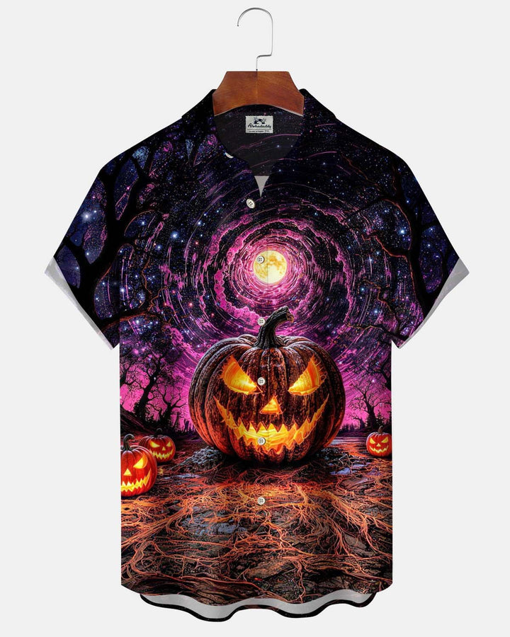 Alohadaddy® Holiday Halloween Graphic Print Button-Down Pocket Cardigan-Style Men&