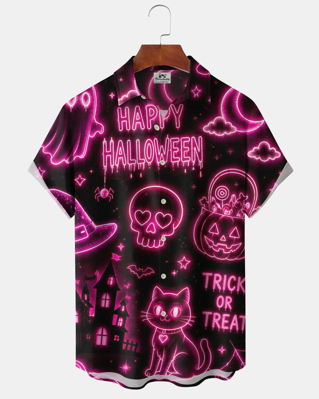 Alohadaddy® Holiday Halloween Print Button-Down Short-Sleeve Men&