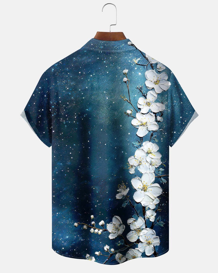 Alohadaddy® Men’s Short-Sleeve Button-Down Shirt with Hawaiian Floral Print and Pocket