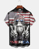 Alohadaddy® Men's Short-Sleeve Button-Down Shirt  Vintage-Style USA 250th Anniversary Graphic Print with Chest Pocket