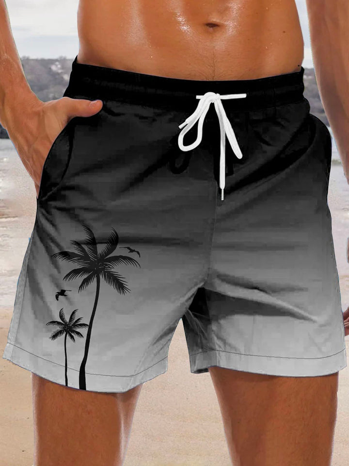 Bañador de playa para hombre con estampado de árboles de coco en degradado hawaiano de Alohadaddy