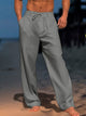 Alohadaddy Men's Beach Daily Loose Linen Elastic Waist Drawstring Trousers