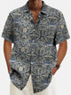 Alohadaddy Vintage Floral Light Gray Men's Hawaiian Shirt Pocket Camp Shirt Big Tall