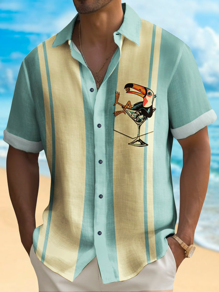 Camisa hawaiana con estampado de dibujos animados de pájaros y bolos retro de Alohadaddy, camisa de fiesta de talla grande