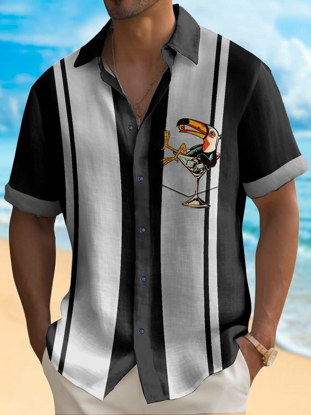 Camisa hawaiana con estampado de dibujos animados de pájaros y bolos retro de Alohadaddy, camisa de fiesta de talla grande