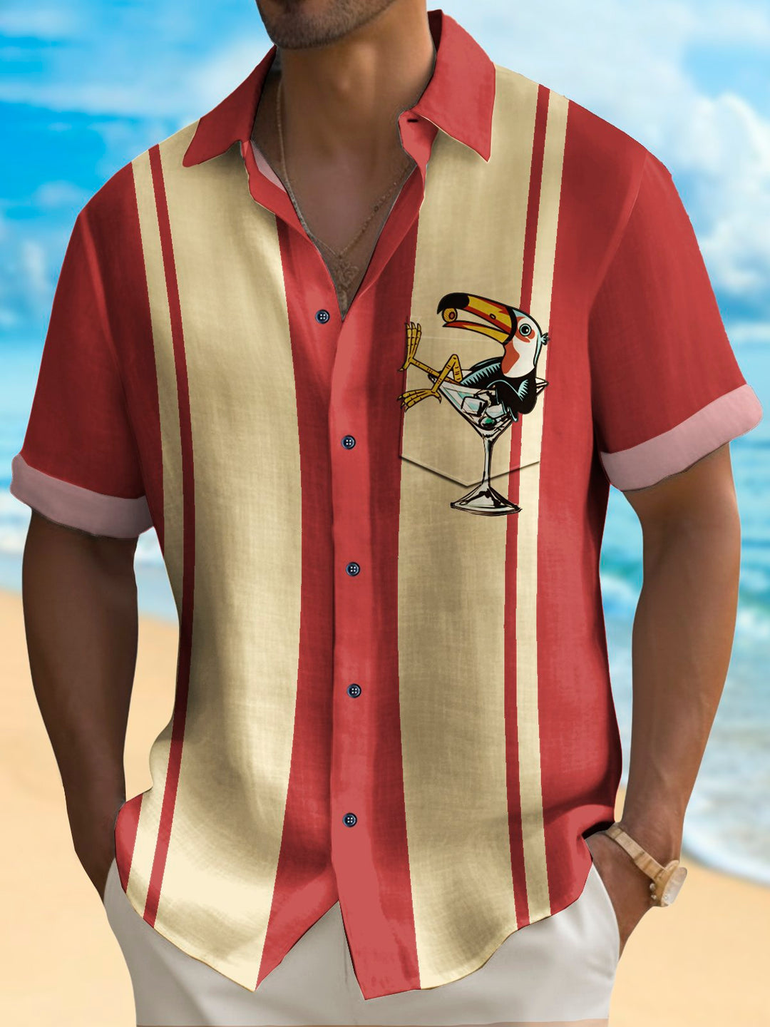 Camisa hawaiana con estampado de dibujos animados de pájaros y bolos retro de Alohadaddy, camisa de fiesta de talla grande