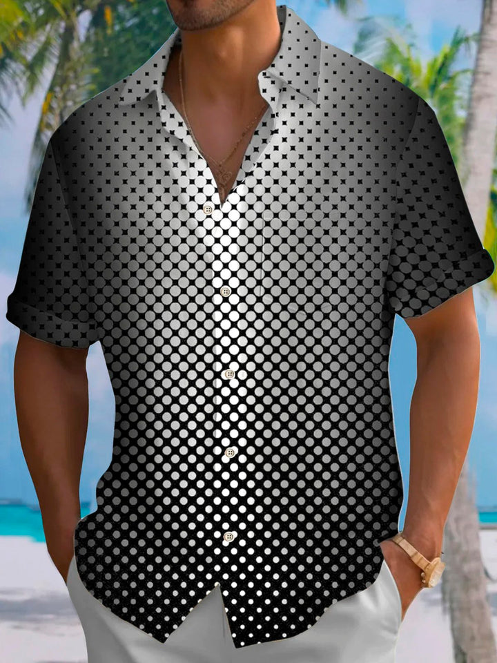 Chemise à manches courtes et poches boutonnées pour homme à imprimé dégradé vintage Alohadaddy