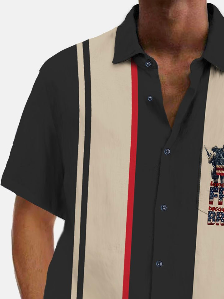 Camisa de hombre con estampado de bandera estadounidense de soldado del Día de los Caídos de Alohadaddy, camisa de bolsillo para acampar de fácil cuidado, talla grande