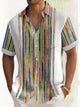 Alohadaddy 50's Mid Century Geometric Art Men's Vintage Bowling Shirt Stretch Pocket Camp Shirt Big Tall