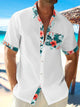 Alohadaddy Hawaiian Floral Leaf Print Men's Button Pocket Short Sleeve Shirt