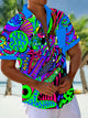 Alohadaddy Vintage Abstract Art Texture Print Chest Pocket Shirt Plus Size Men's Shirt Big Tall