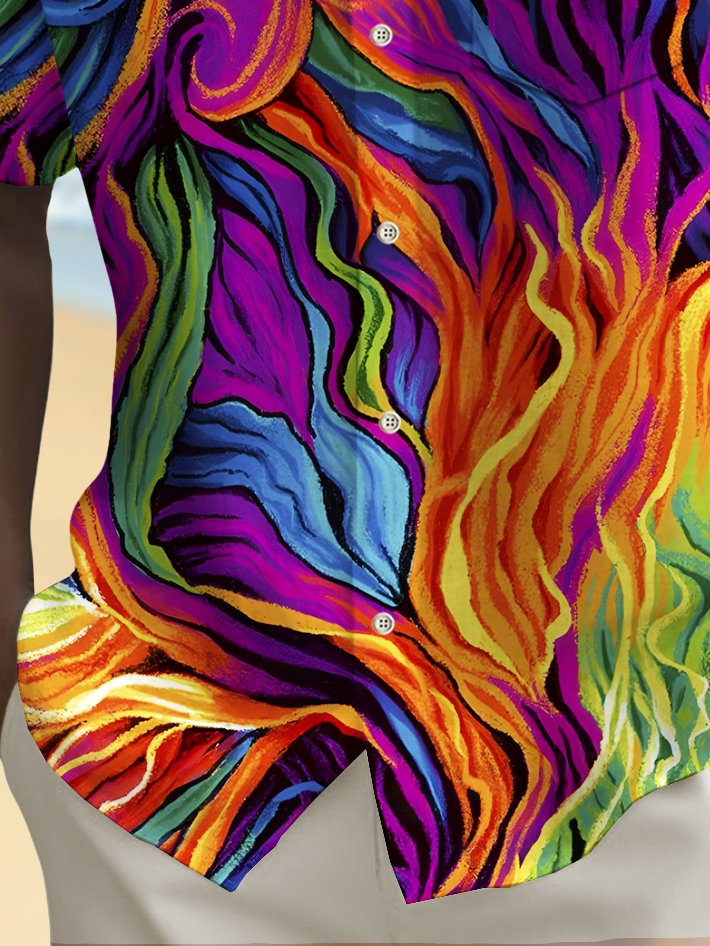 Camisa informal de manga corta transpirable con estampado de arte abstracto y motivo del mes del orgullo para hombre de Alohadaddy Holiday, talla grande