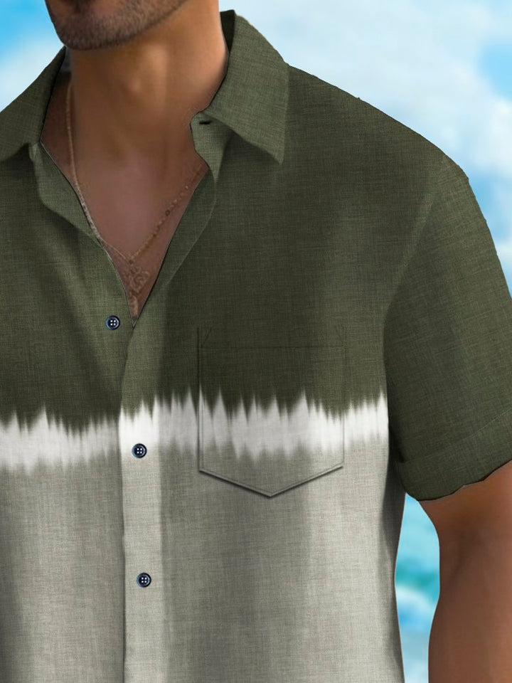 Alohadaddy Vintage Abstract Texture Print Chest Pocket Shirt Plus Size Men&