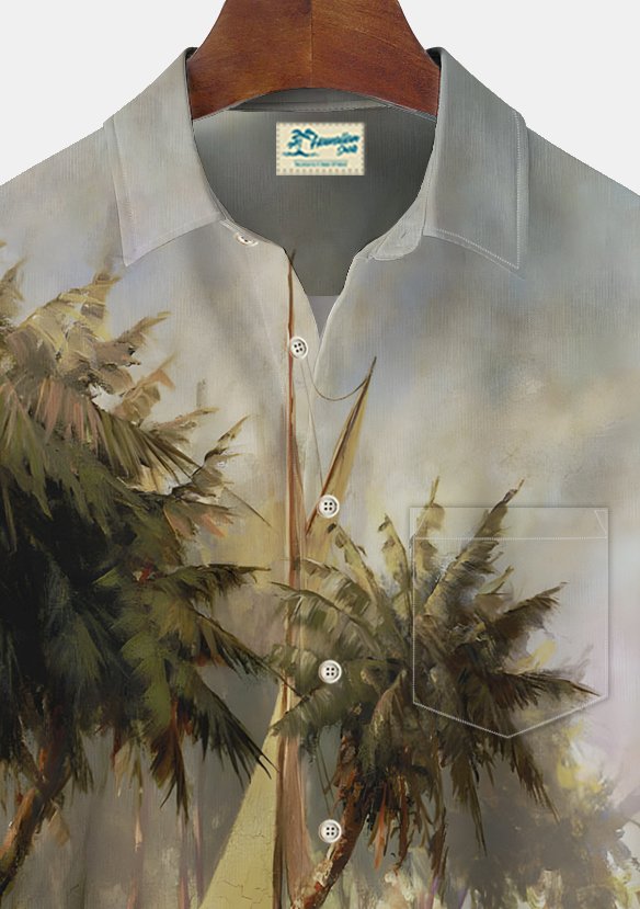 Chemise hawaïenne pour homme Alohadaddy Beach Vacation, imprimé cocotier, chemise de camping avec poche, grande taille
