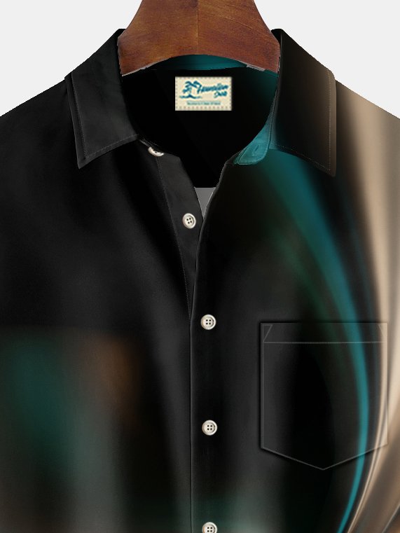 Camisa de hombre de manga larga con bolsillo en el pecho y estampado ombré vintage de Alohadaddy
