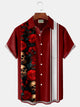 Alohadaddy Retro Bowling Floral Skull Stripe 3D Print Men's Button Pocket Short Sleeve Shirt Big & Tall