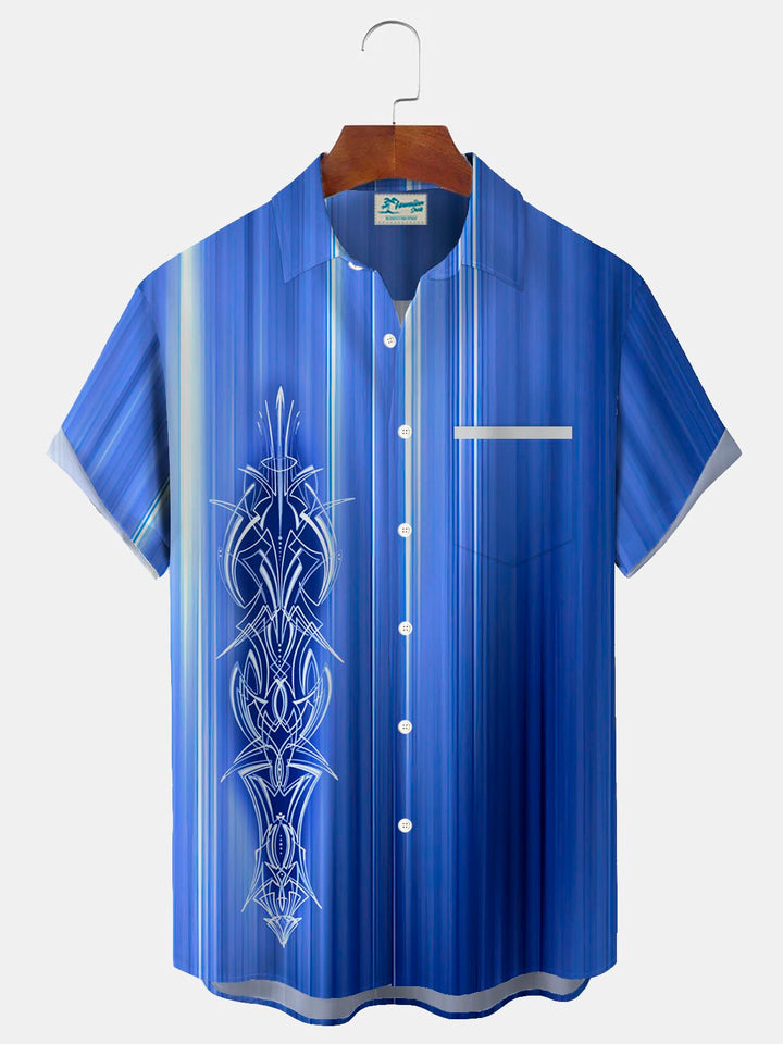 Alohadaddy Retro Car Pinstriped Bowling Gradient Print Men&