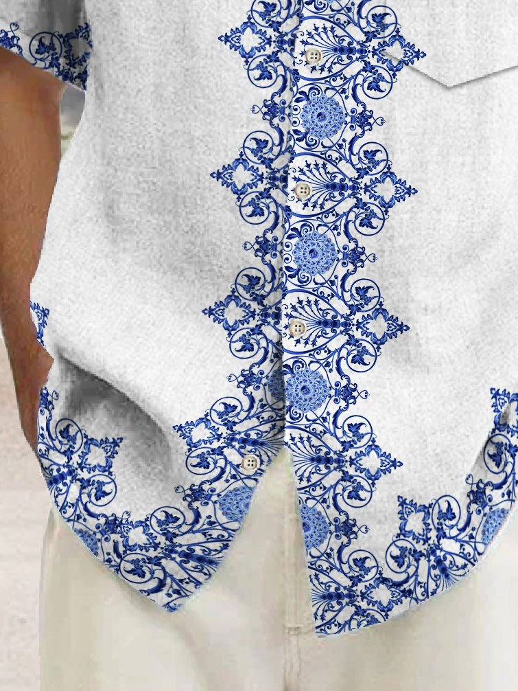 Chemise hawaïenne vintage pour homme Alohadaddy, style baroque, imprimé floral ethnique, poche extensible, chemise de camping, grande taille