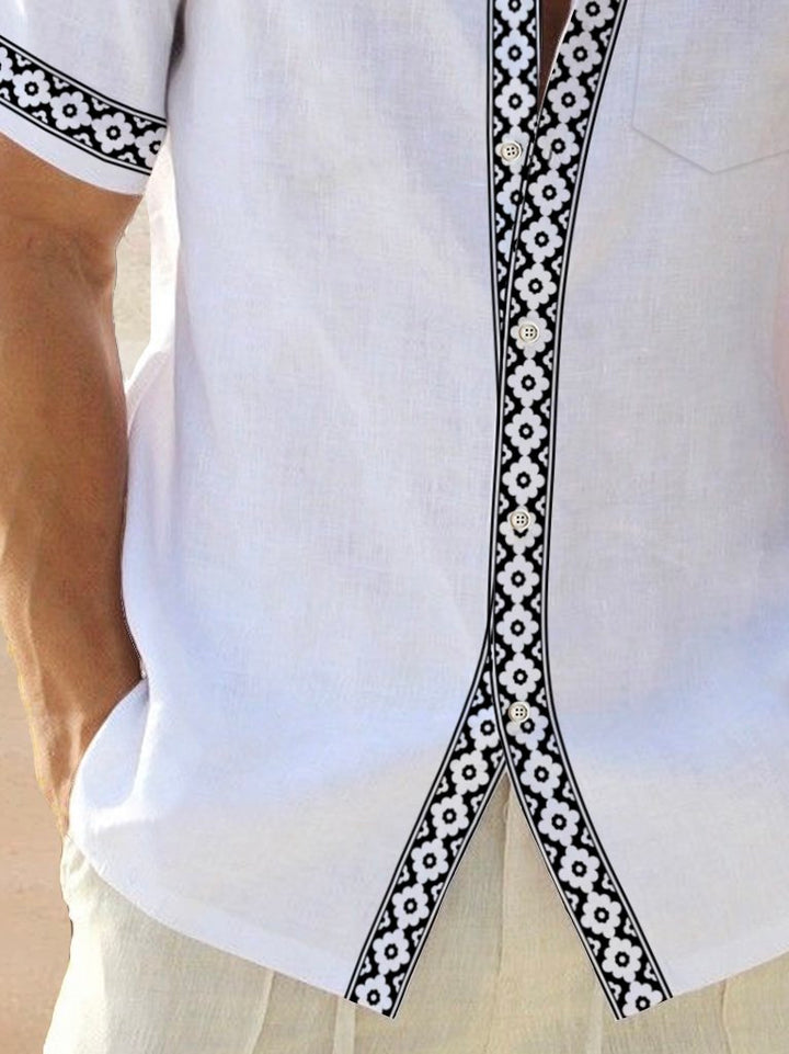 Camisa hawaiana básica Alohadaddy para hombre, con estampado floral étnico, elástica, con bolsillo, para acampar, talla grande