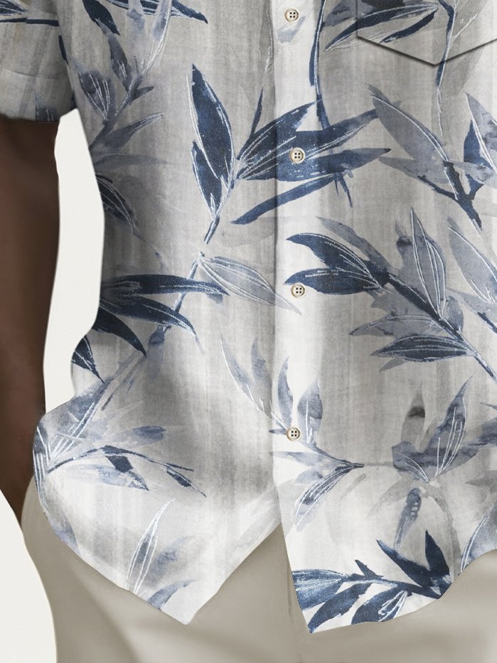 Camisa hawaiana con estampado de bambú y bolsillo para acampar para hombre de Alohadaddy Beach Vacation, talla grande
