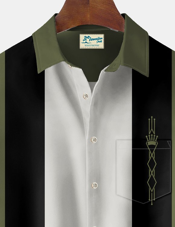 Alohadaddy Vintage Bowling Stripe Art Print Chest Pocket Men&
