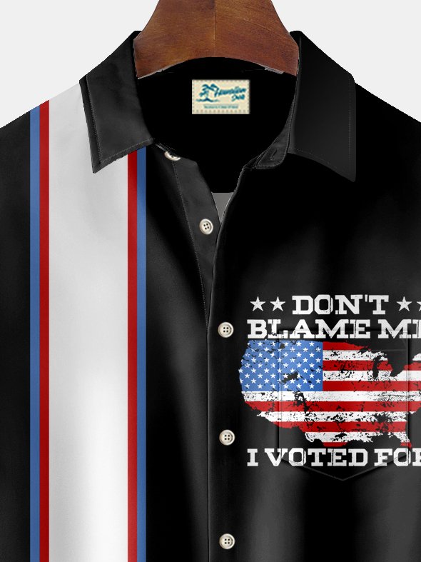 Alohadaddy Vintage Bowling 2024 Pennsylvania Rally Lettering Flag Print Chest Pocket USA Patriotic Shirt Big Tall