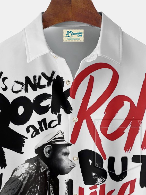 Chemise à poche poitrine à imprimé musical vintage pour homme Alohadaddy Big Tall