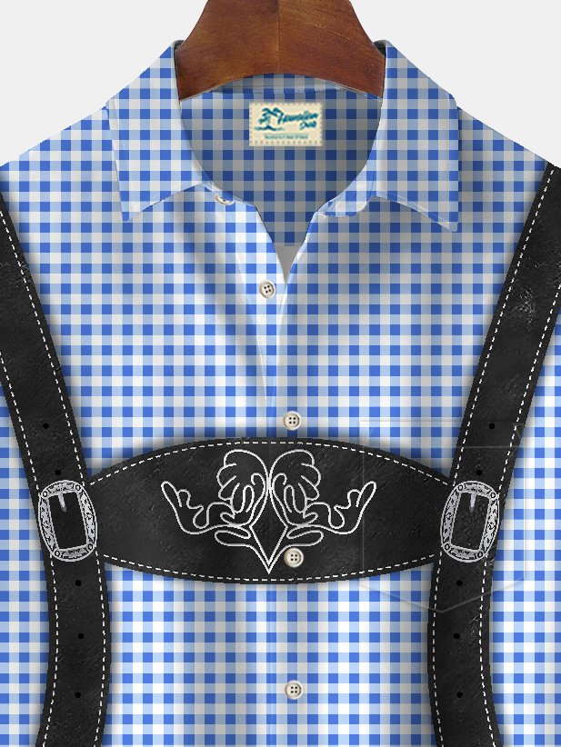 Camisa elástica con bolsillo en el pecho para hombre con estampado de dibujos animados de cerveza divertida Oktoberfest de Alohadaddy, talla grande