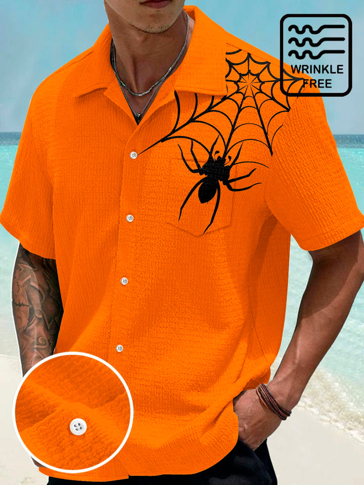 Chemise extensible en seersucker à imprimé araignée d&