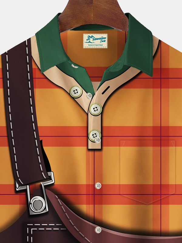 Camisa elástica con bolsillo en el pecho para hombre con estampado de dibujos animados y ropa de trabajo divertida para el Día del Trabajo de Alohadaddy, talla grande