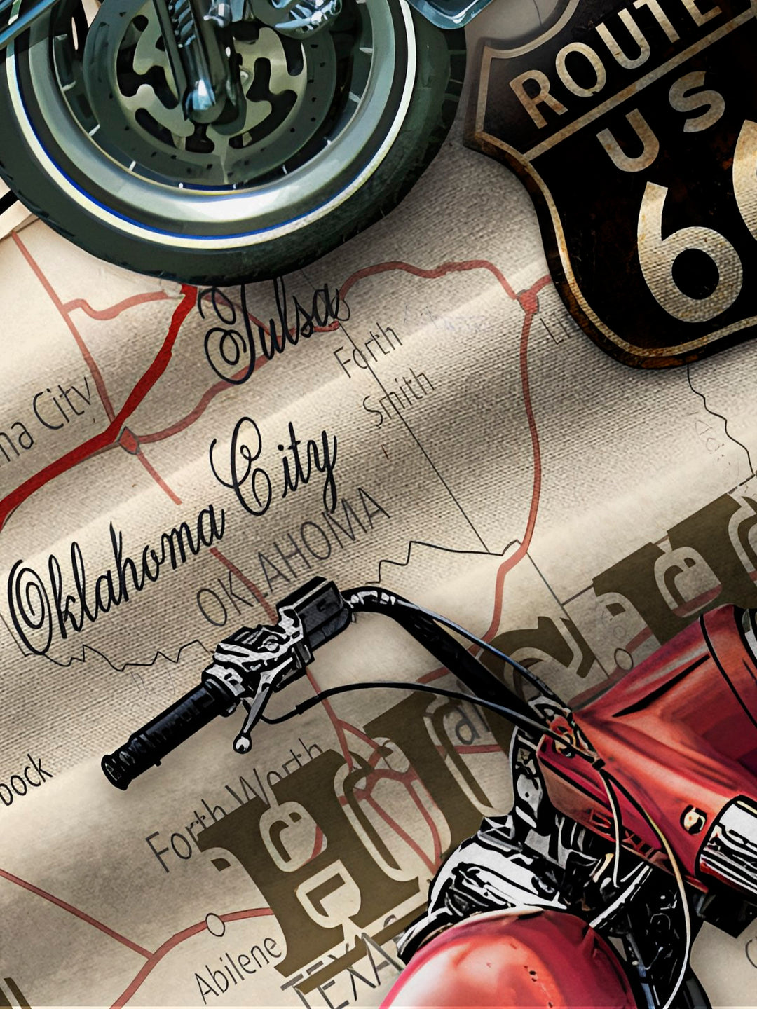 Chemise extensible à imprimé moto vintage Route 66 d&