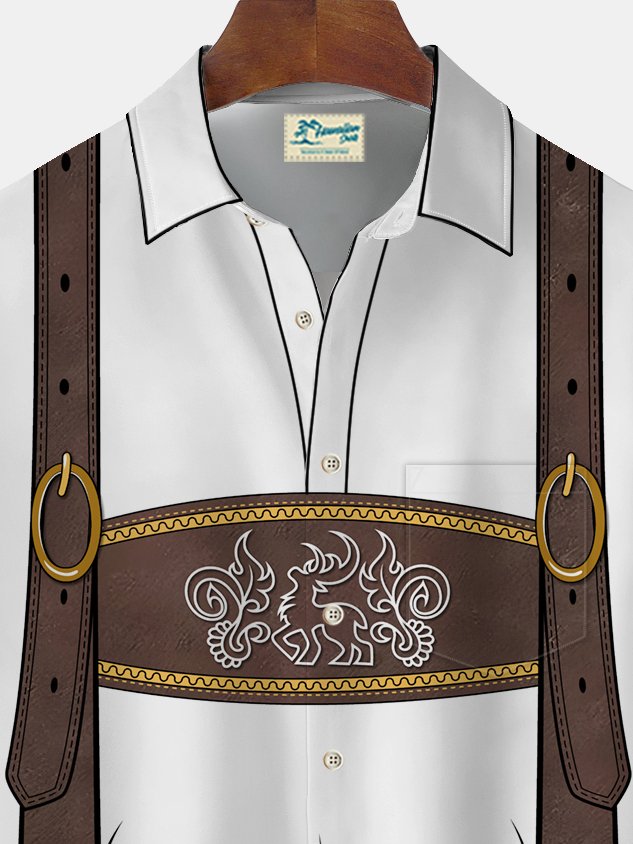 Chemise extensible à poche poitrine pour homme avec imprimé dessin animé de bière amusante Oktoberfest d&