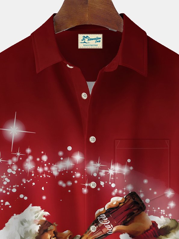 Chemise extensible à poche poitrine pour homme avec imprimé Père Noël Alohadaddy Noël Grande taille