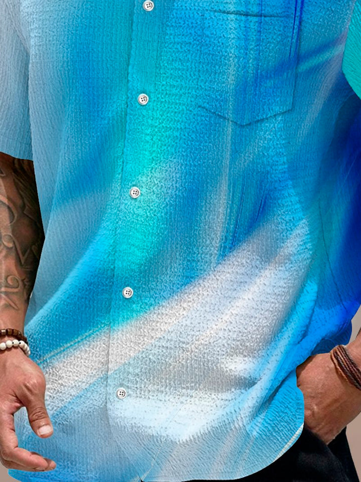 Chemise extensible en seersucker à imprimé dégradé vintage Alohadaddy pour homme, grande taille