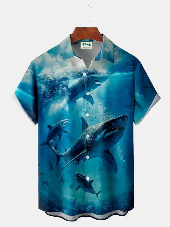 Alohadaddy Hawaii Shark Gradient 3D Digital Print Men&