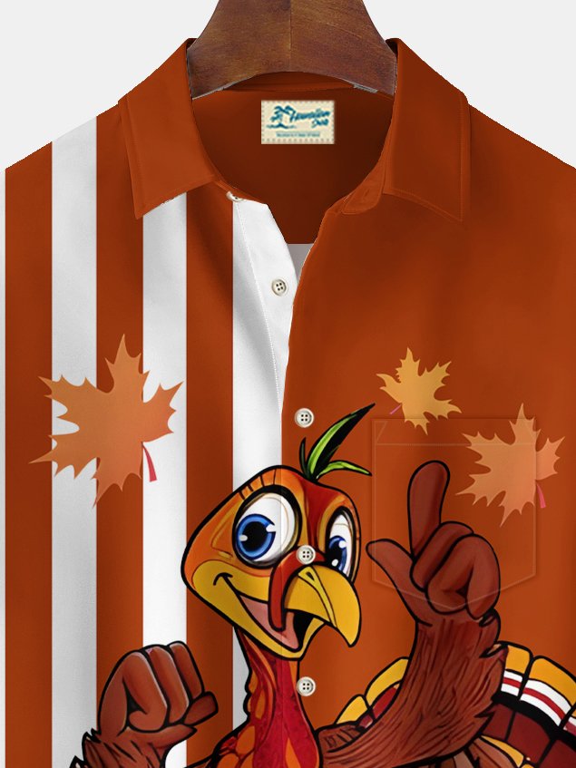 Chemise extensible à imprimé dinde de bowling vintage Alohadaddy avec poche poitrine, grande taille