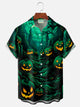 Alohadaddy Halloween Pumpkin 3D Digital Print Men's Button Pocket Short Sleeve Shirt Big & Tall